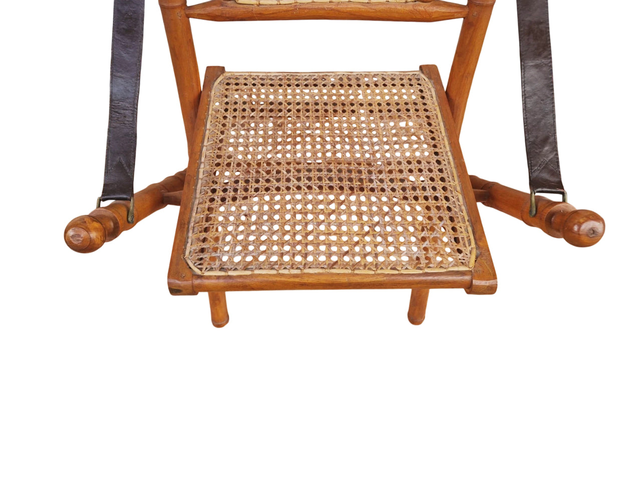 19th-Century Anglo-Indian Campaign Folding Chair in Faux Bamboo with Hand-Woven Cane — Colonial Era Elegance