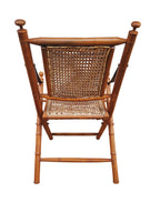 19th-Century Anglo-Indian Campaign Folding Chair in Faux Bamboo with Hand-Woven Cane — Colonial Era Elegance