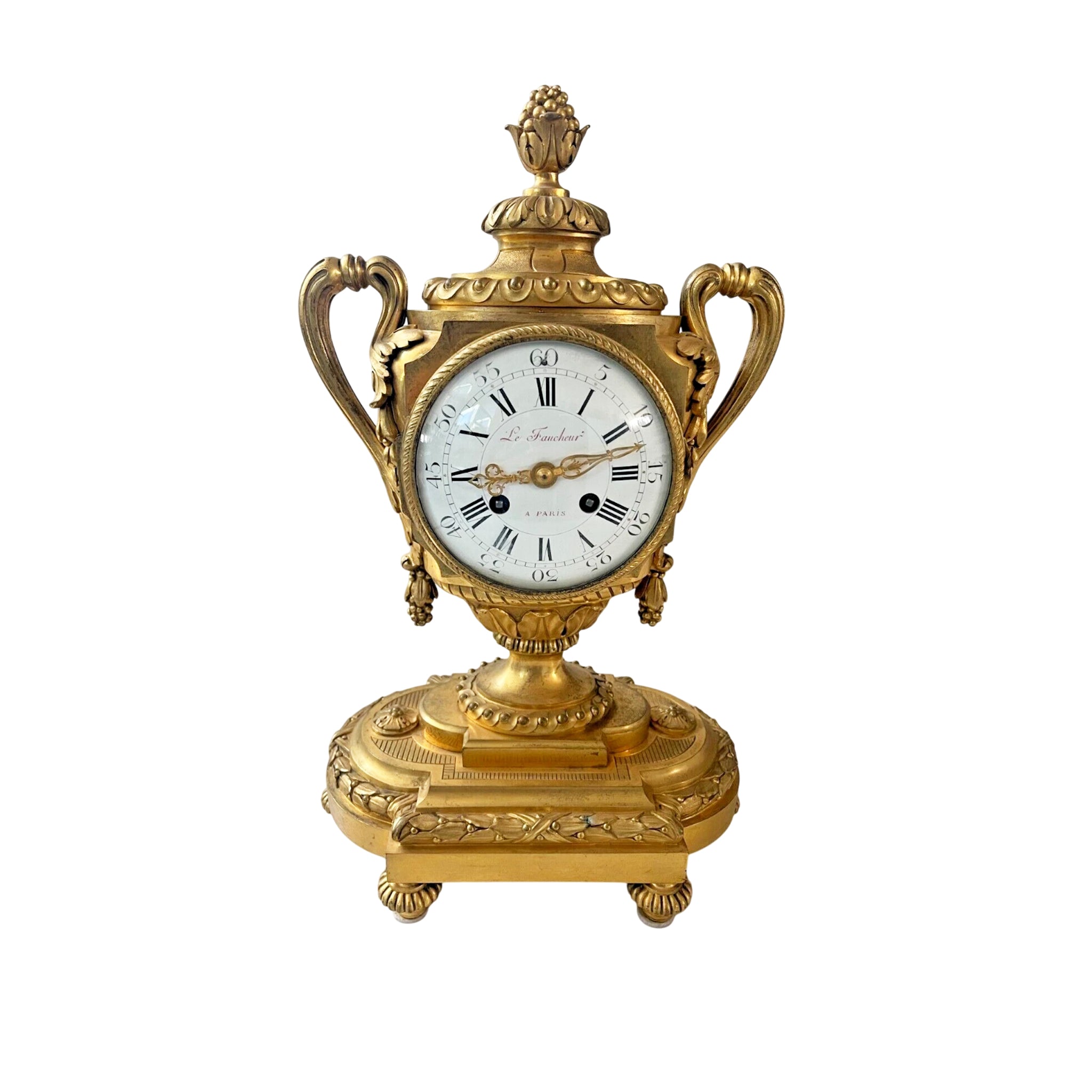 18th-Century Louis XVI Gilt Bronze Urn Mantel Clock by Le Faucheur, Paris