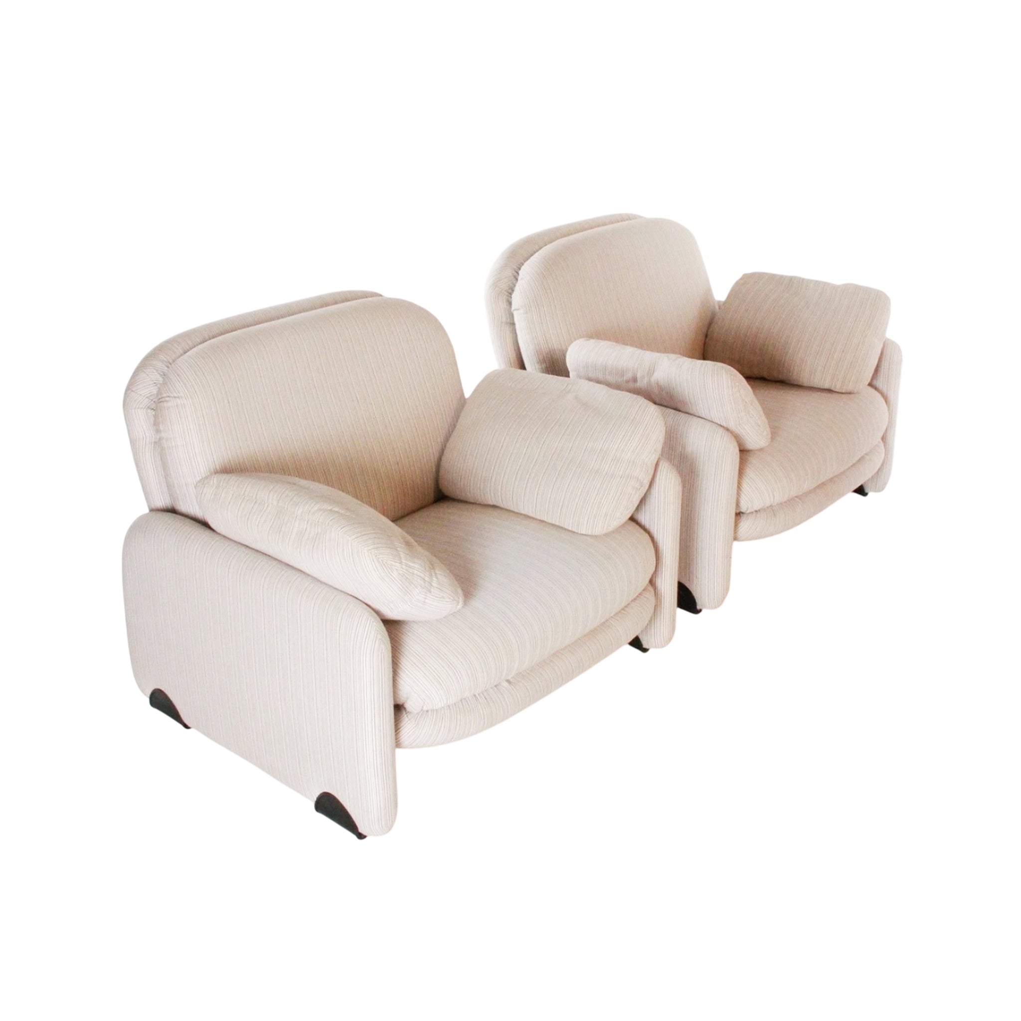 1970s Vitelli & Ammannati Lounge Chairs for Brunati, Italy – Pair of Sculptural Modernist Armchairs