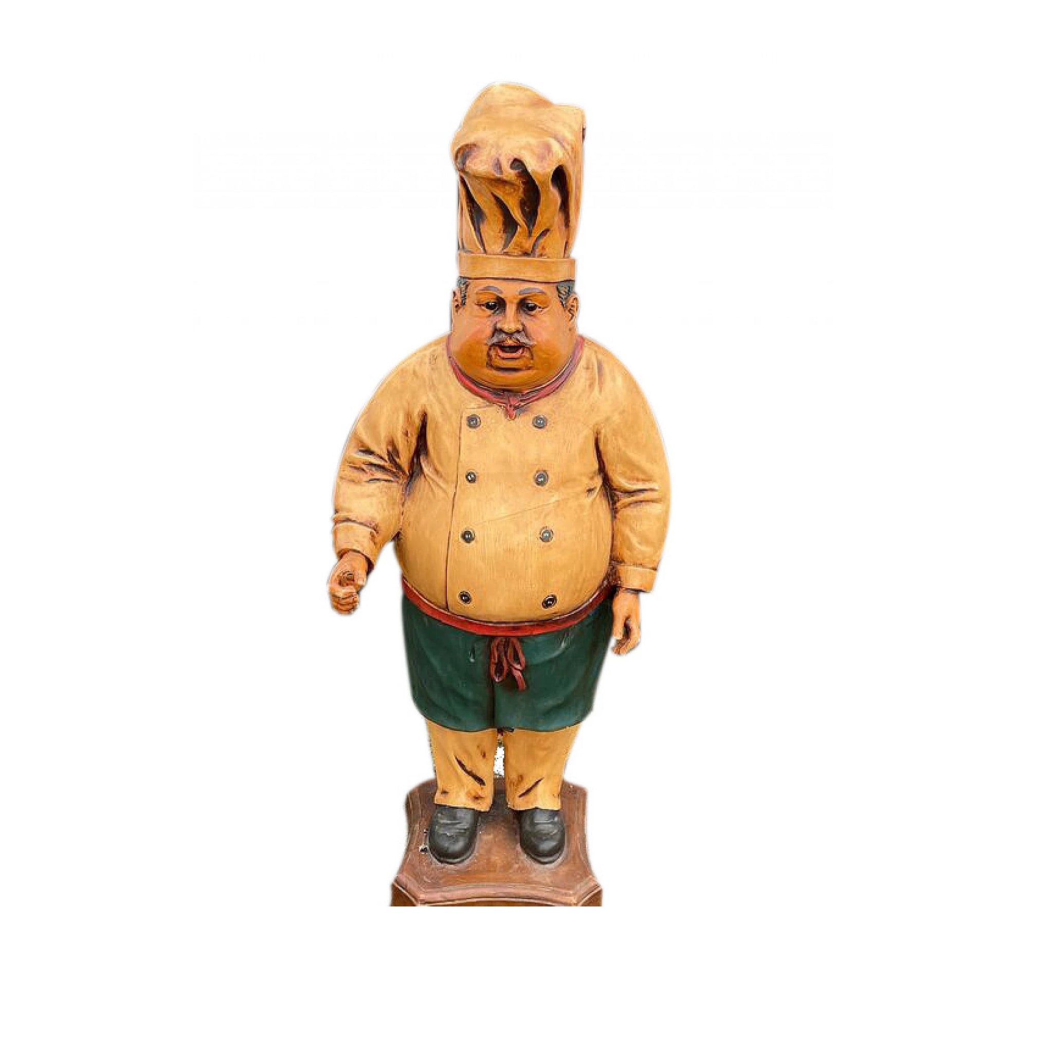1960s Mixed-Media Chef Statue – Hand-Painted Papier-Mâché & Resin Restaurant Figure