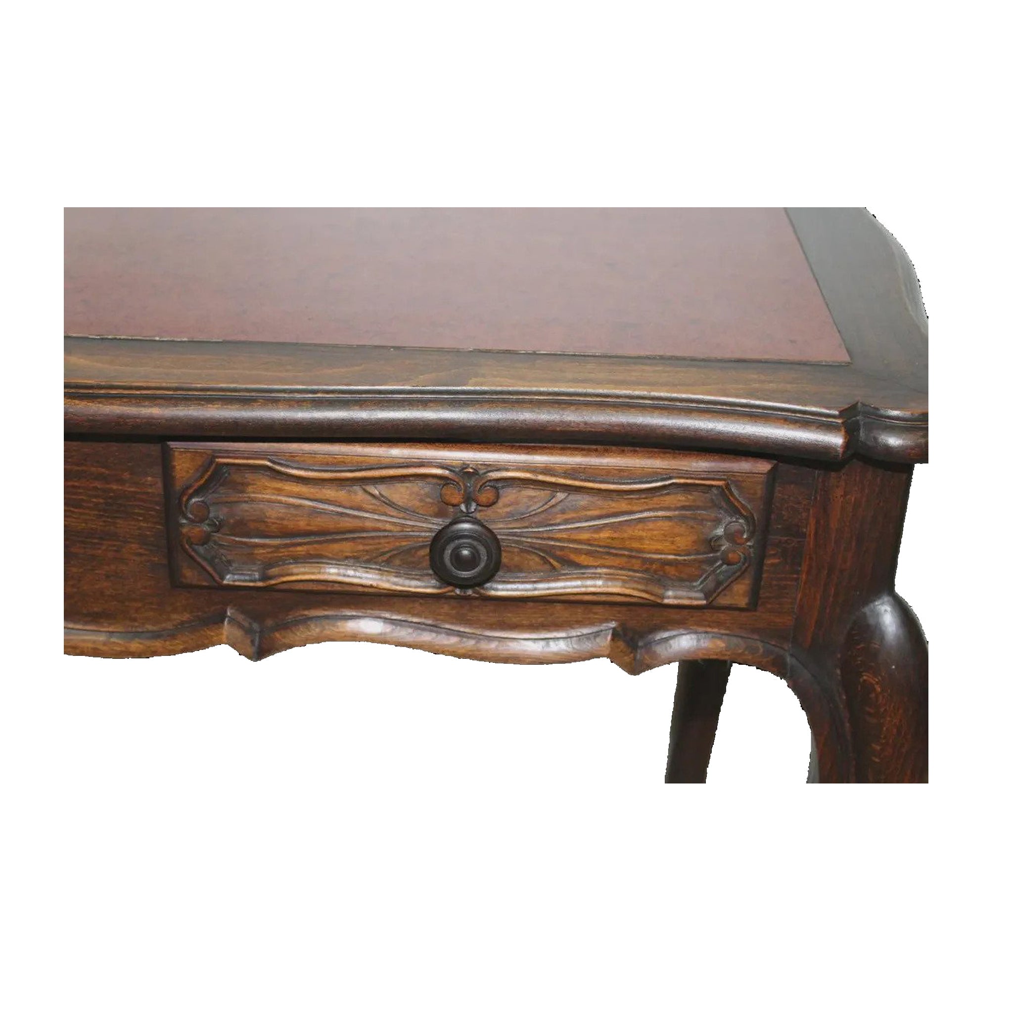 19th-Century French Louis XV–Style Oak Table with Two Drawers