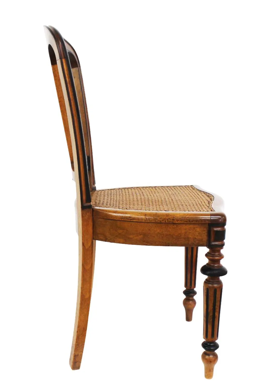 19th Century French Walnut Side Chair with Cane Seat – Napoleon III Style – Set of 6