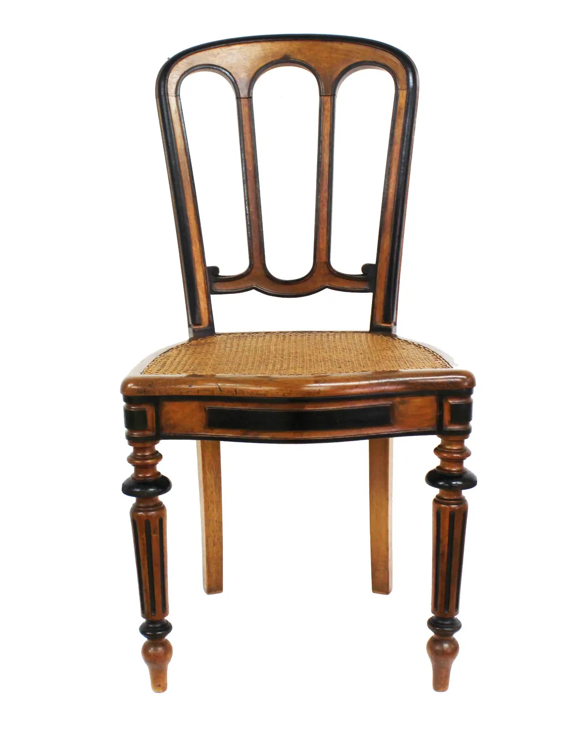 19th Century French Walnut Side Chair with Cane Seat – Napoleon III Style – Set of 6