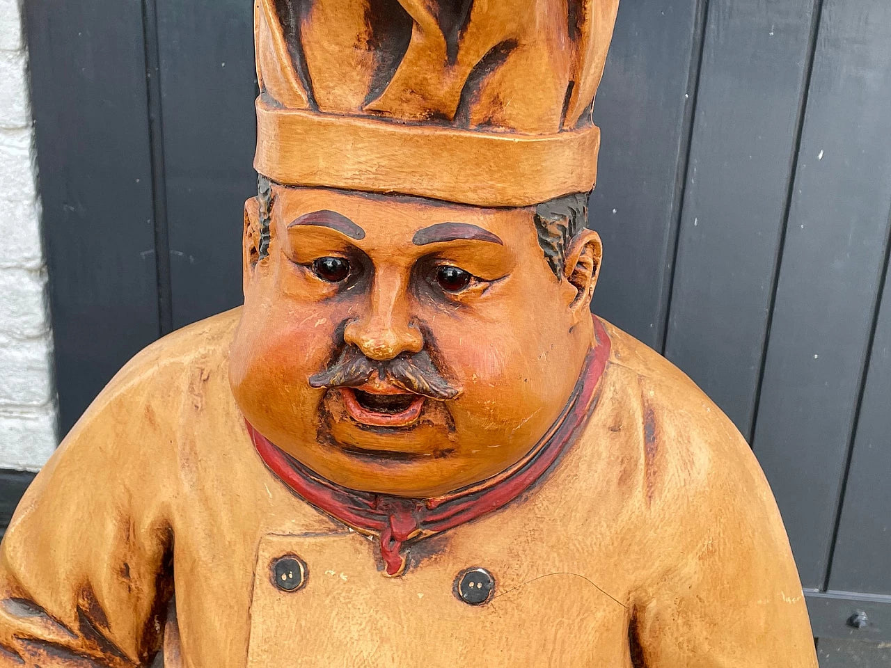 1960s Mixed-Media Chef Statue – Hand-Painted Papier-Mâché & Resin Restaurant Figure