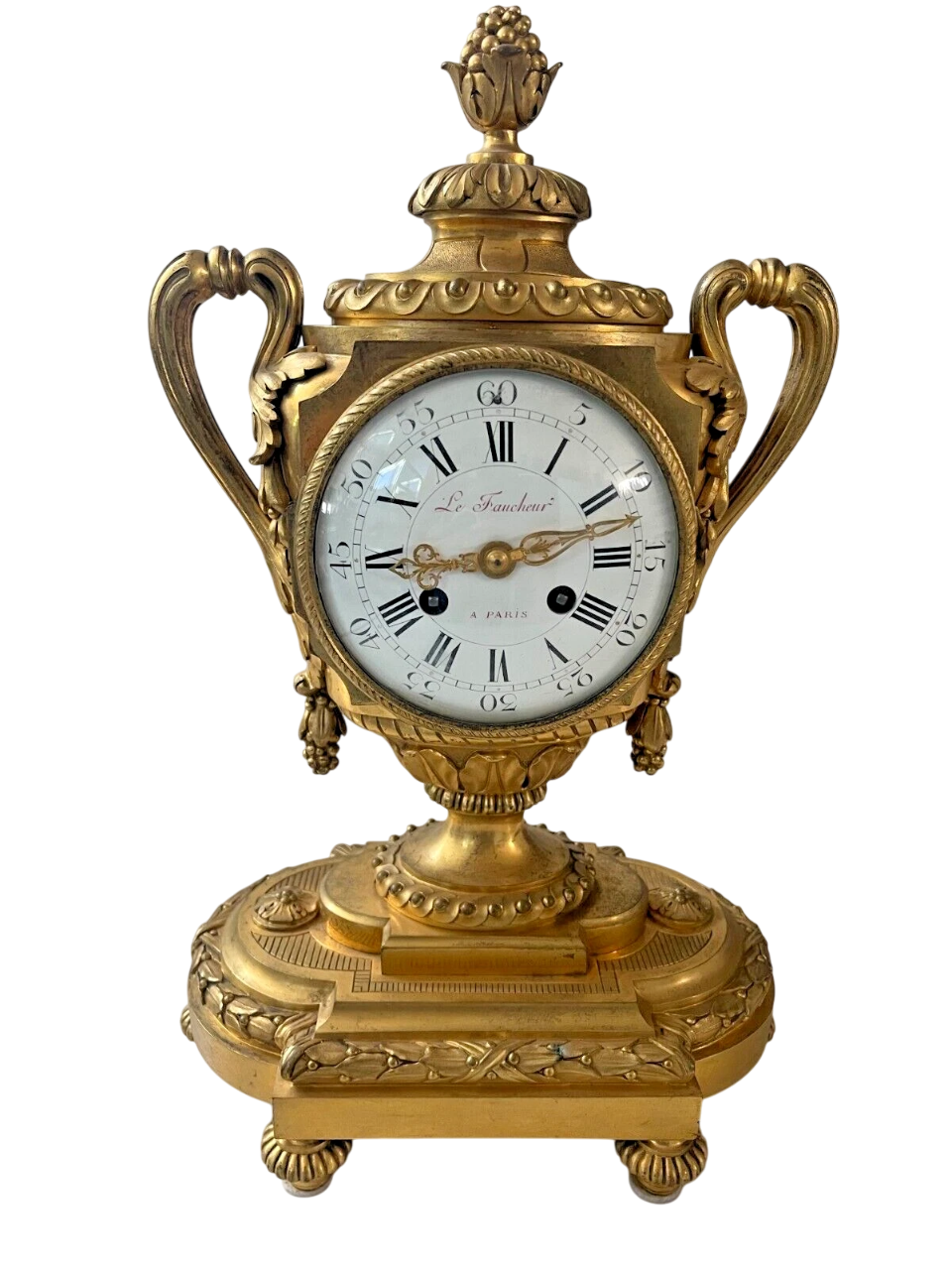 18th-Century Louis XVI Gilt Bronze Urn Mantel Clock by Le Faucheur, Paris