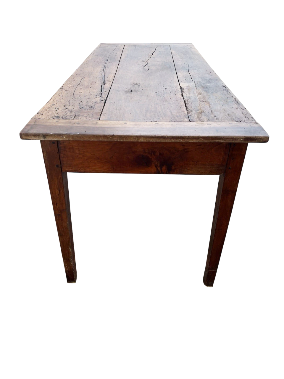 19th-Century French Farmhouse Dining Table in Solid Walnut with Single Drawer – Rustic Provincial Charm
