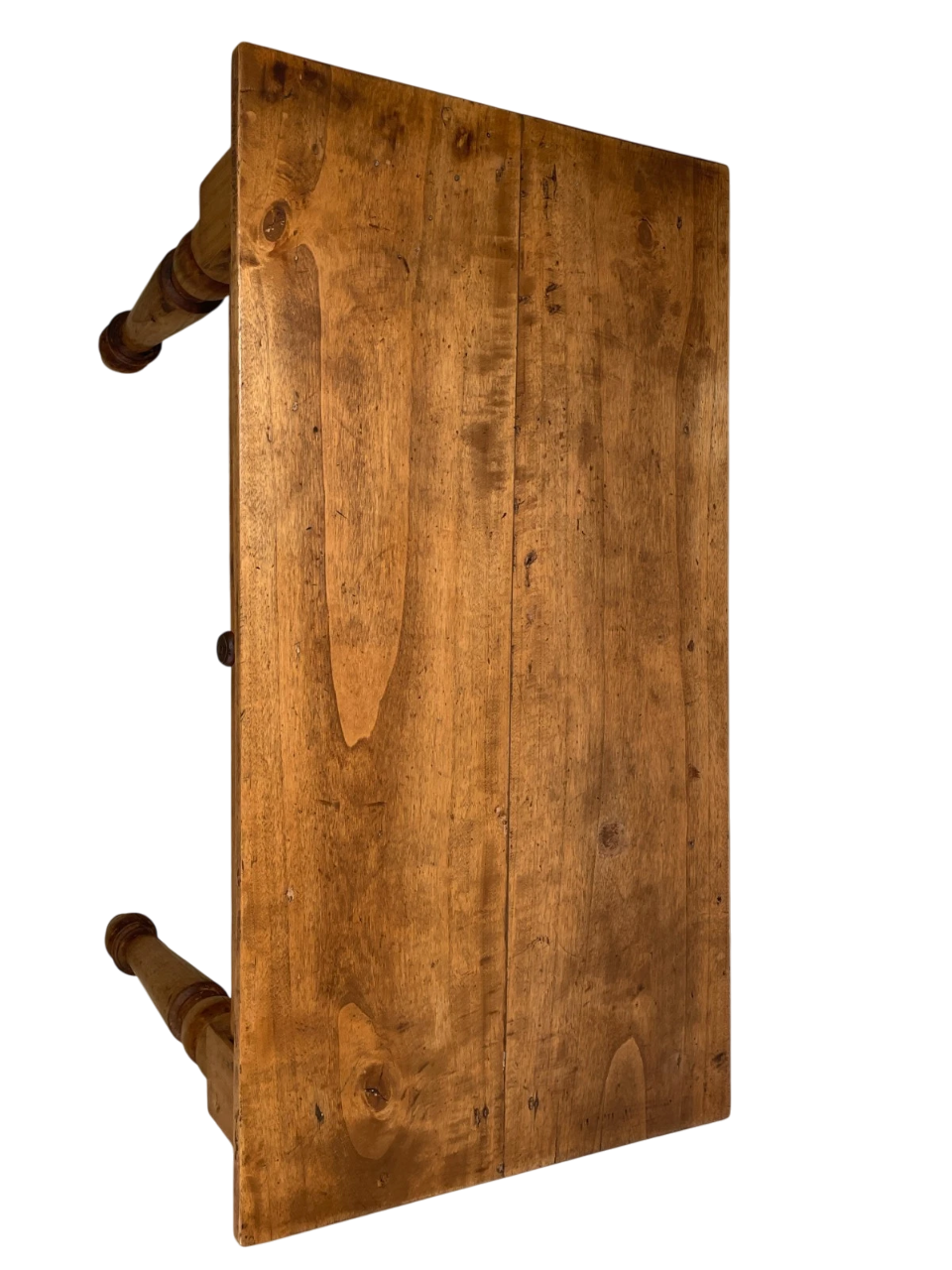 19th-Century French Provincial Farmhouse Table in Solid Cherry – Hand-Turned Legs & Single Drawer