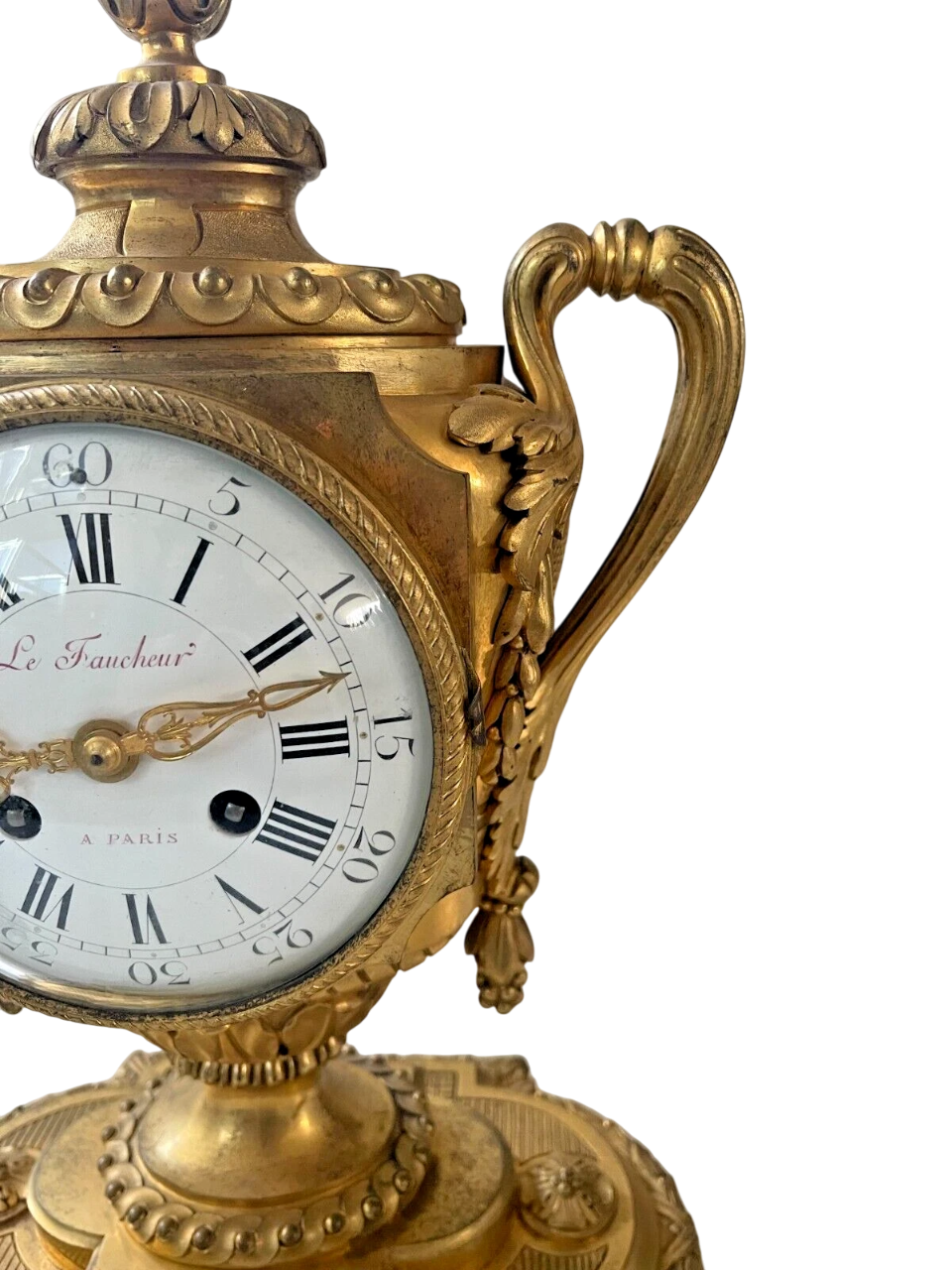 18th-Century Louis XVI Gilt Bronze Urn Mantel Clock by Le Faucheur, Paris