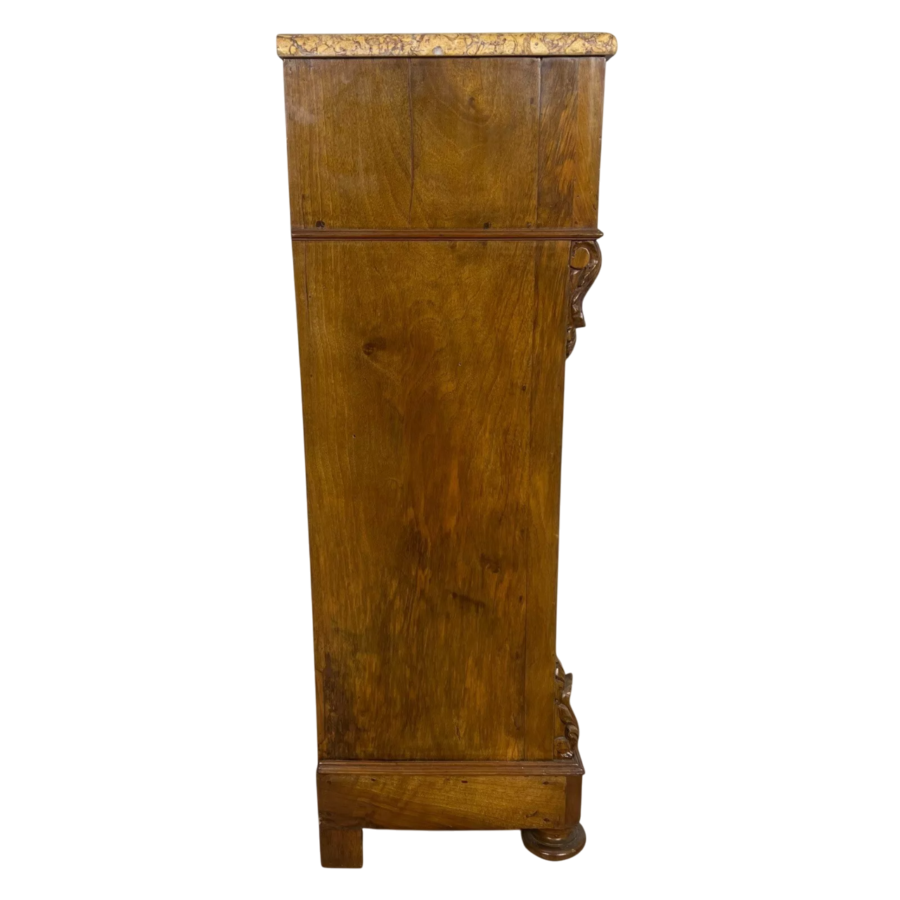 19th-Century French Louis Philippe Walnut Nightstand with Original Breccia Marble Top