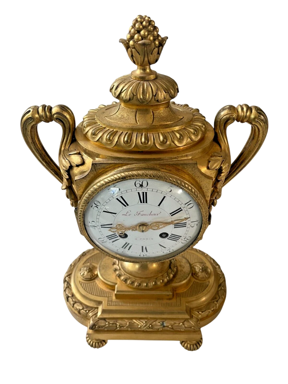 18th-Century Louis XVI Gilt Bronze Urn Mantel Clock by Le Faucheur, Paris