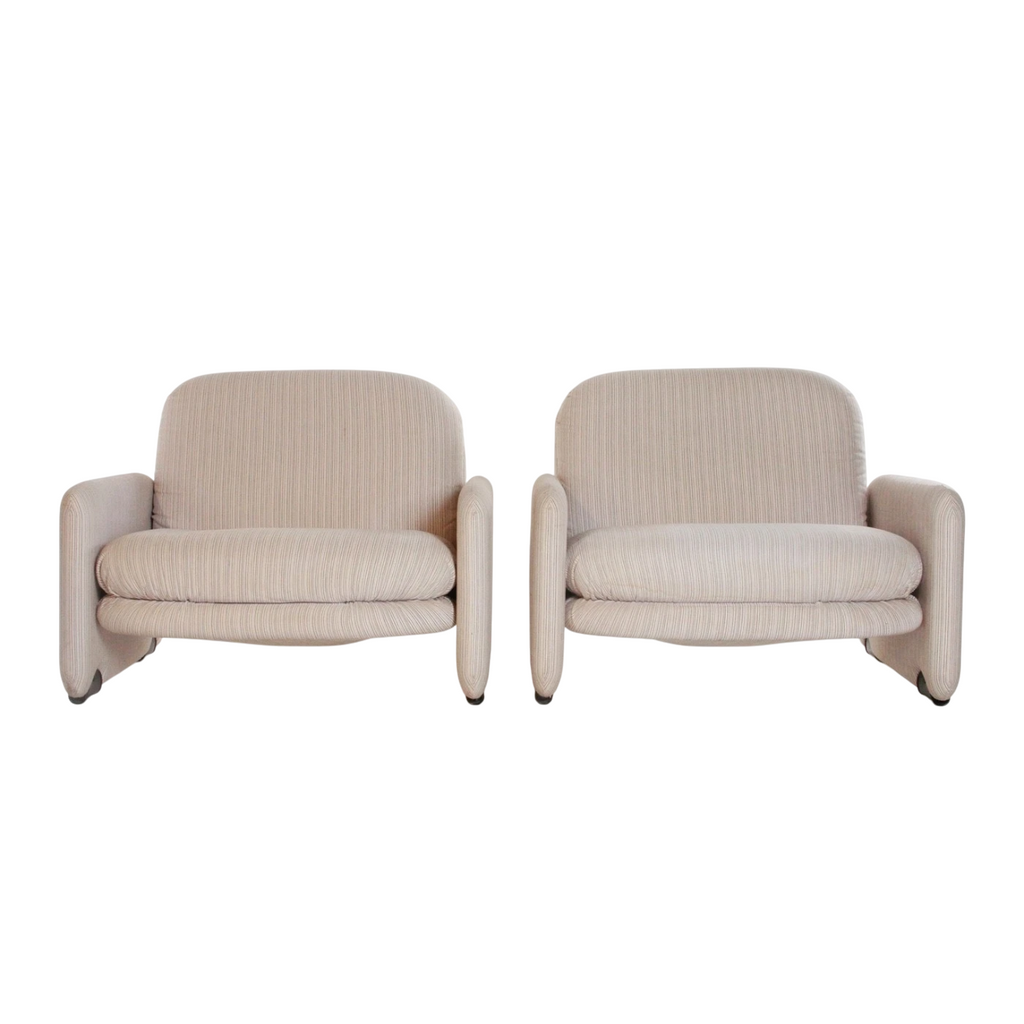 1970s Vitelli & Ammannati Lounge Chairs for Brunati, Italy – Pair of Sculptural Modernist Armchairs