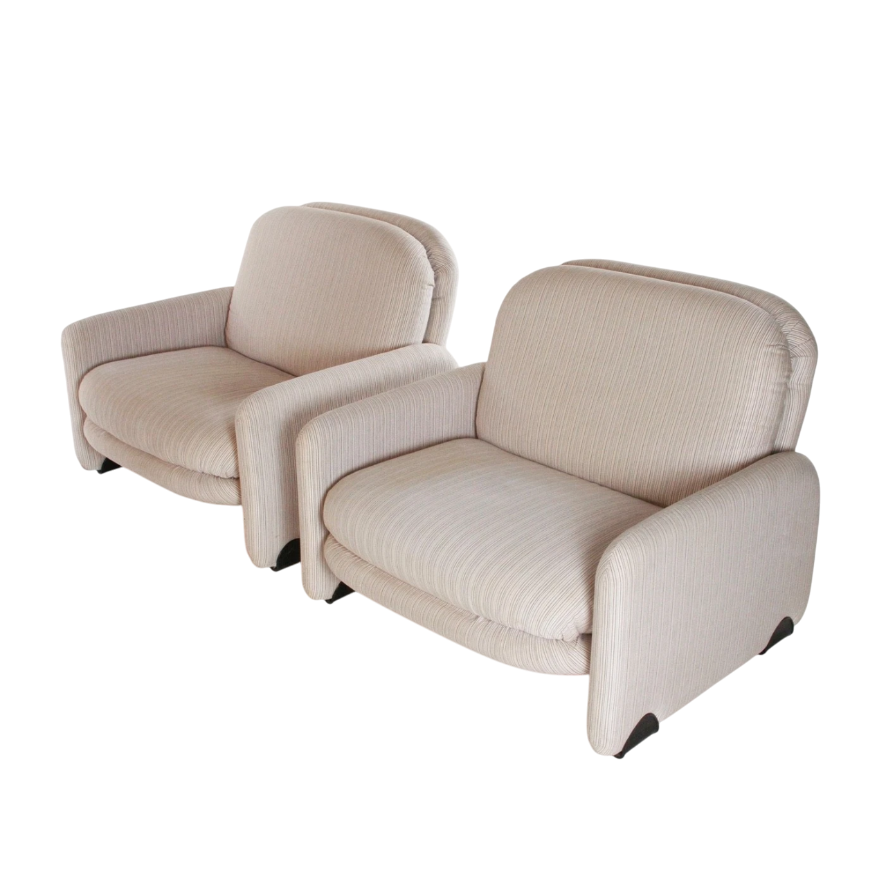 1970s Vitelli & Ammannati Lounge Chairs for Brunati, Italy – Pair of Sculptural Modernist Armchairs