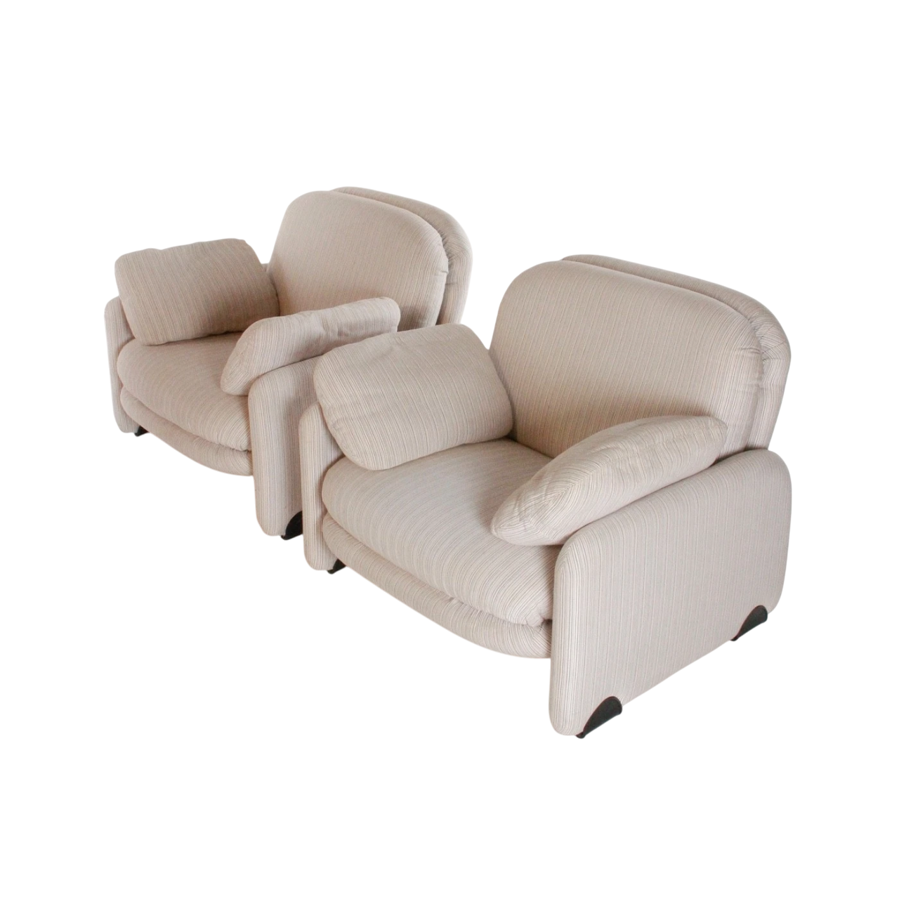 1970s Vitelli & Ammannati Lounge Chairs for Brunati, Italy – Pair of Sculptural Modernist Armchairs